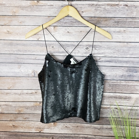Forever 21 Tops - ⚈BOGO Forever 21 Black Sequin Crop Top M